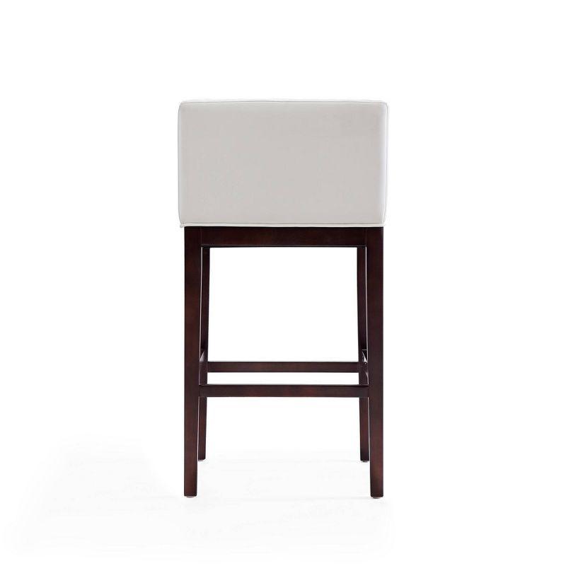 Kingsley Upholstered Beech Wood Barstool Ivory - Manhattan Comfort: Faux Leather, Low Back, Armrest, Footrest