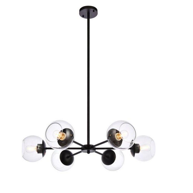 Elegant Lighting Briggs 30 inch pendant in black with clear shade