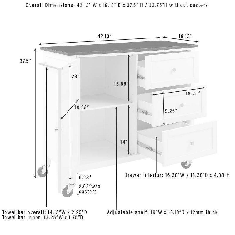 Soren 44" White Stone Top Kitchen Island Cart