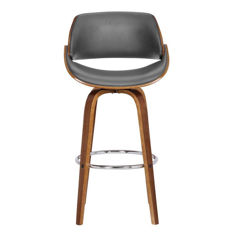 26" Mona Contemporary Counter Height Barstool Walnut/Gray - Armen Living: Swivel, Chrome Footrest