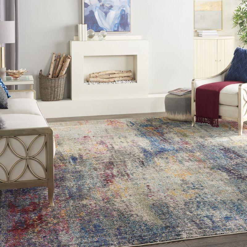 Abstract Blue Hues 9' x 12' Synthetic Easy-Care Area Rug