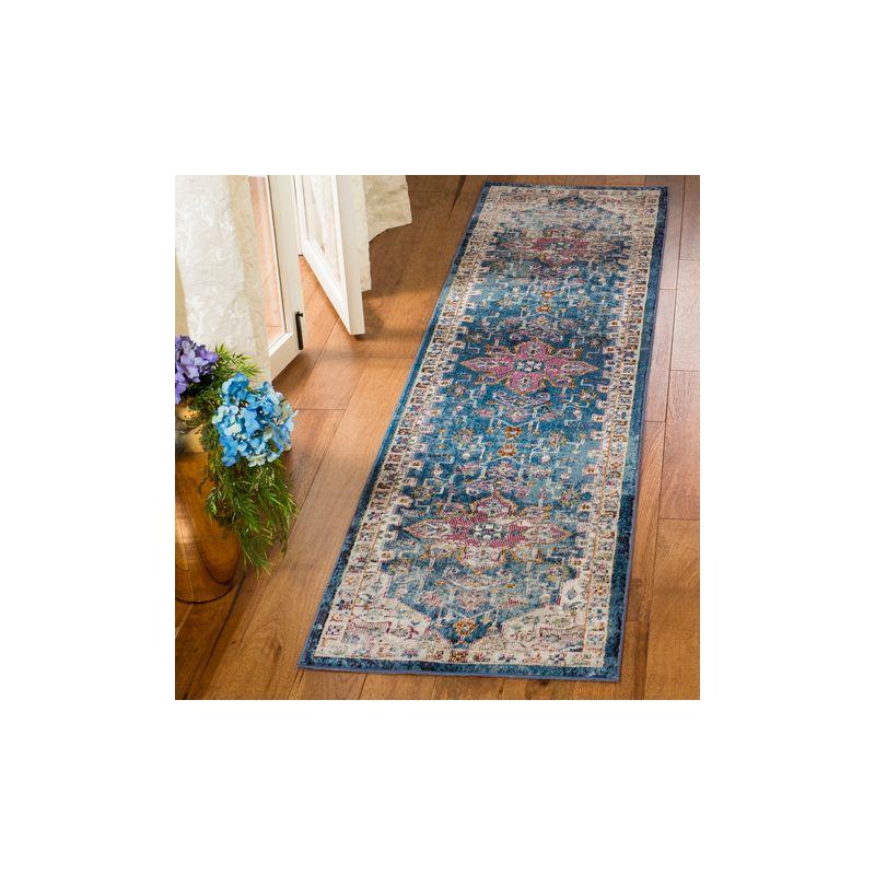 Aria ARA160 Power Loomed Runner Rug - Blue/Creme - 2'x6' - Safavieh.