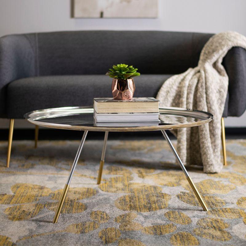 Orson Coffee Table with Metal Gold Cap - Silver/Gold - Safavieh