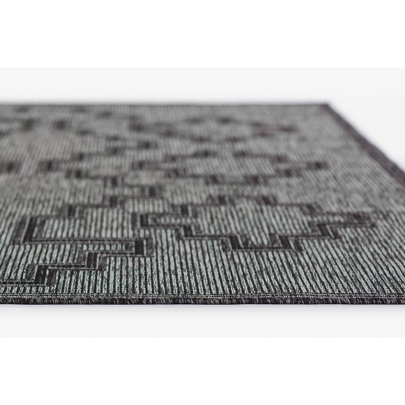 Momeni 4'1"x6' Hampton Maisy Machine Loomed Indoor/Outdoor Area Rug Charcoal Gray: Geometric Pattern, Low Pile, Polypropylene