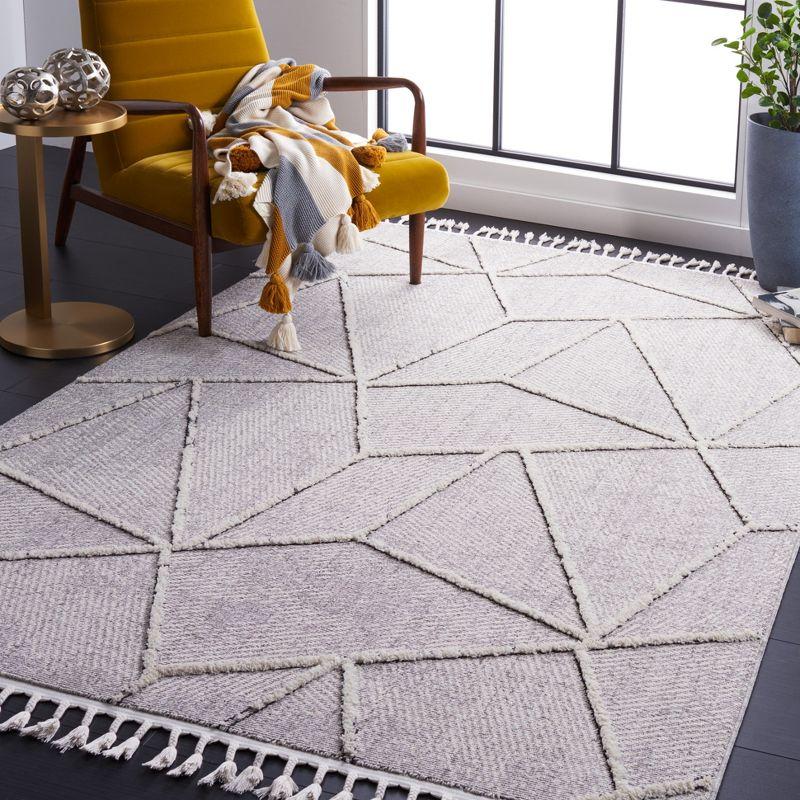 Nomadic Ivory & Grey Hand-Knotted Wool Square Rug