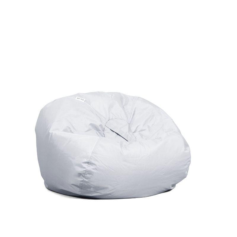 Gray Polyester Nylon Blend Round Bean Bag Chair with Removable Cover