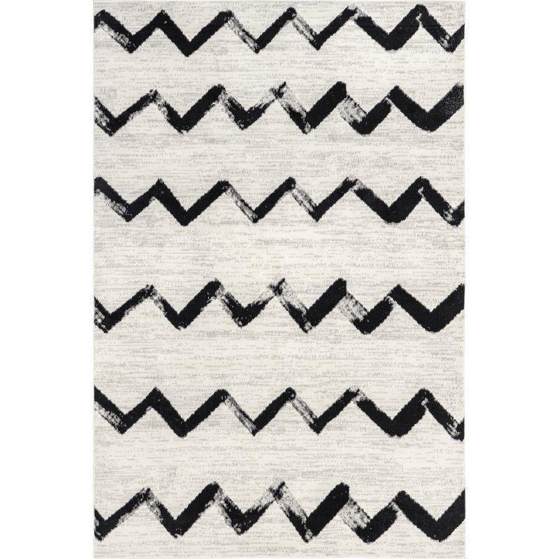 Nuloom Addison Chevron 4x6 Indoor Area Rug for Living Room Bedroom Dining Room Kitchen, Grey/Ivory