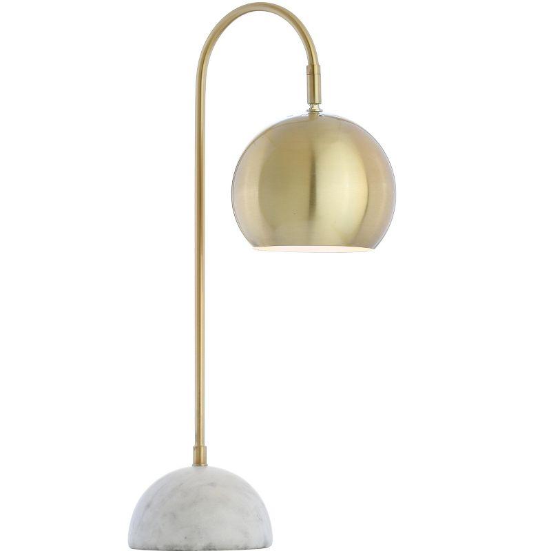 JONATHAN Y Stephen 23.5" Metal/Marble LED Table Lamp, Brass Gold/White