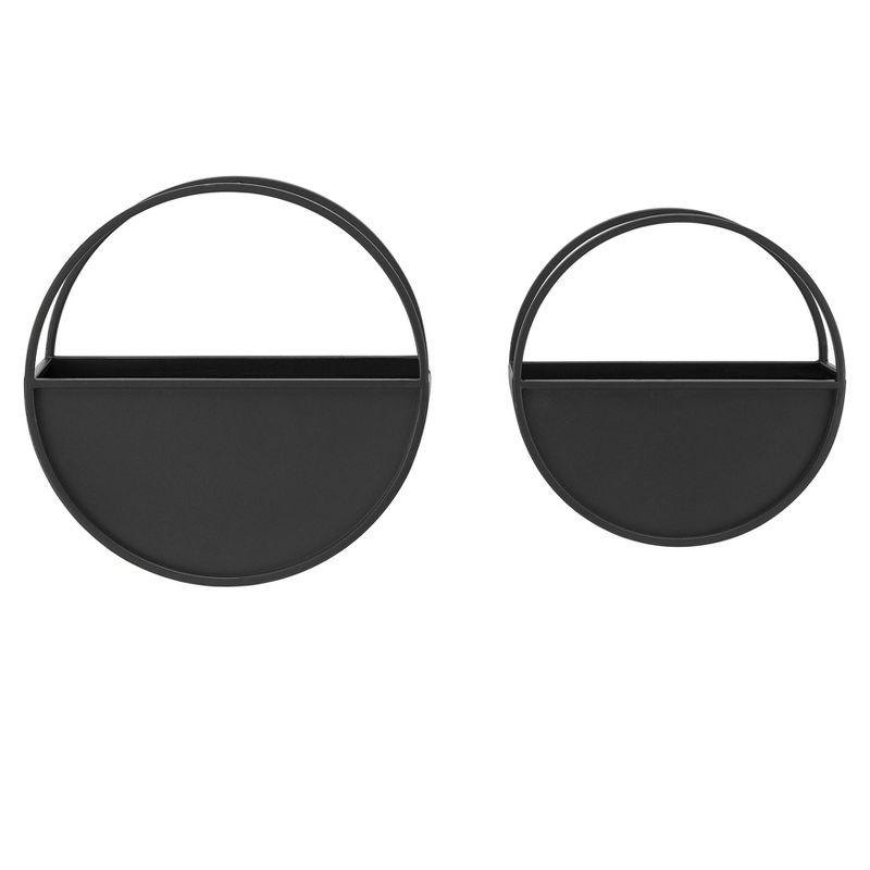 Danya B. Set of 2 Round Iron Wall Planters Black : Modern Indoor Metal Decor, No Drainage Hole