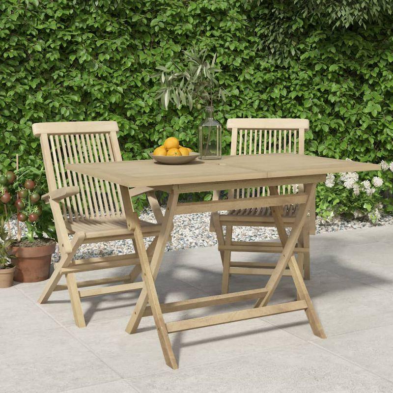 vidaXL Folding Patio Table Gray 47.2 in.x27.6 in.x29.5 in. Solid Wood Teak