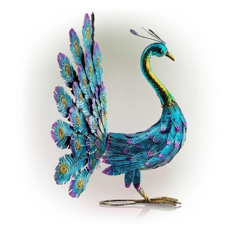 Vibrant Multicolor Metal Peacock Lawn Decoration, 32"