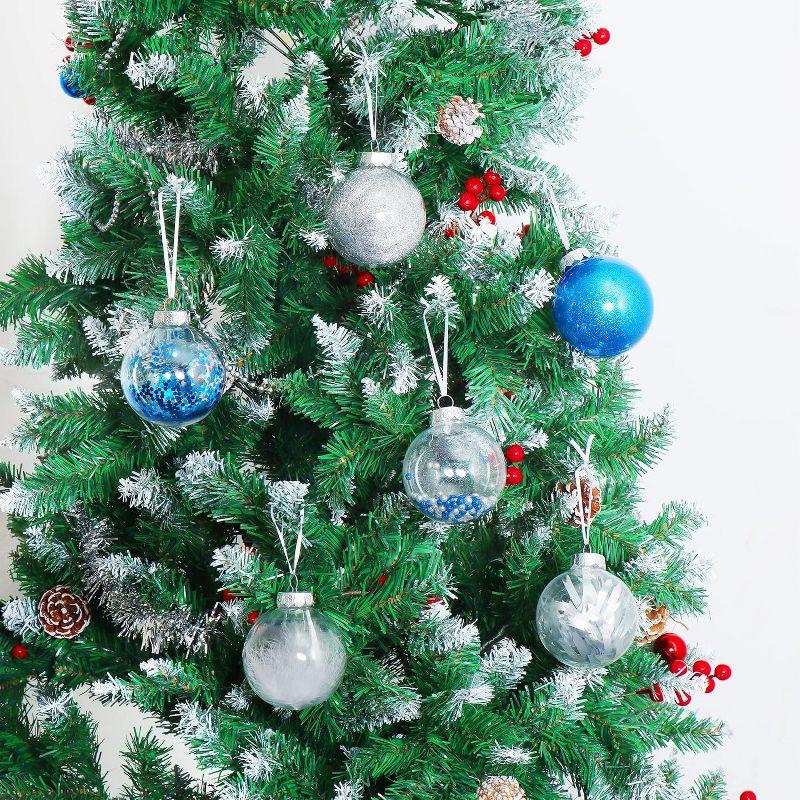 JOYFY 24Pcs 3.15'' Clear Plastic Christmas Ball Ornament Xmas Tree Delicate Decorations