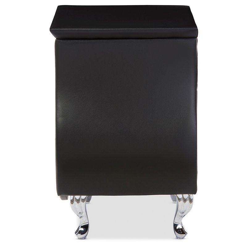 Erin Modern And Contemporary Faux Leather Upholstered Nightstand - Black - Baxton Studio: Elegant Bedside Table with Storage Drawer