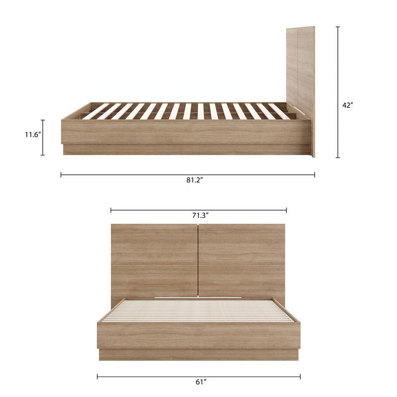 Nexera Queen Milano Platform Bed with Headboard Brown Oak