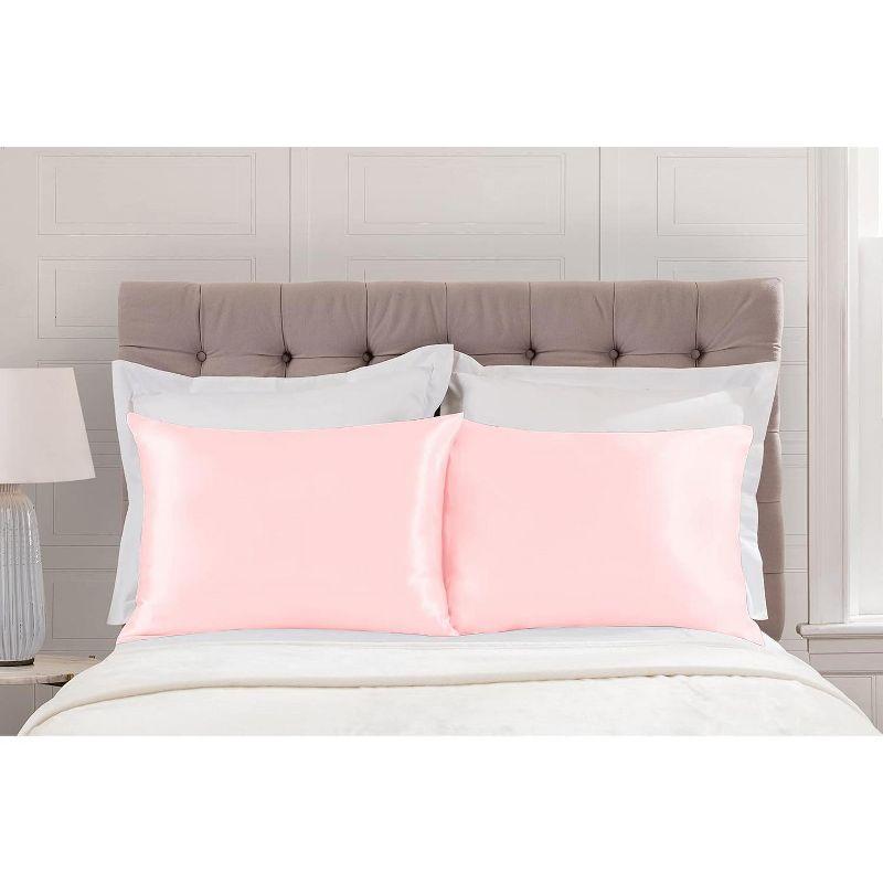 Satin Pillowcase  for Hair and Skin - 2 Pack Pillow Case with Zipper - Shopbedding