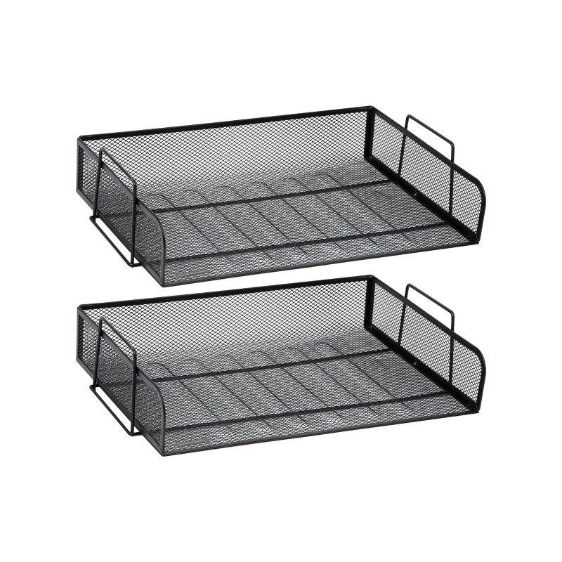 Mind Reader Stackable Paper Tray, Desktop Organizer, File Storage, Office, Metal Mesh, 13.25"L x 9.75"W x 6.25"H, 2 Pieces