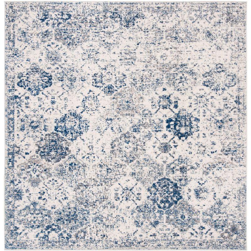 Madison MAD611 Power Loomed Indoor Area Rug - White/Royal Blue - 6'7"x6'7" - Safavieh