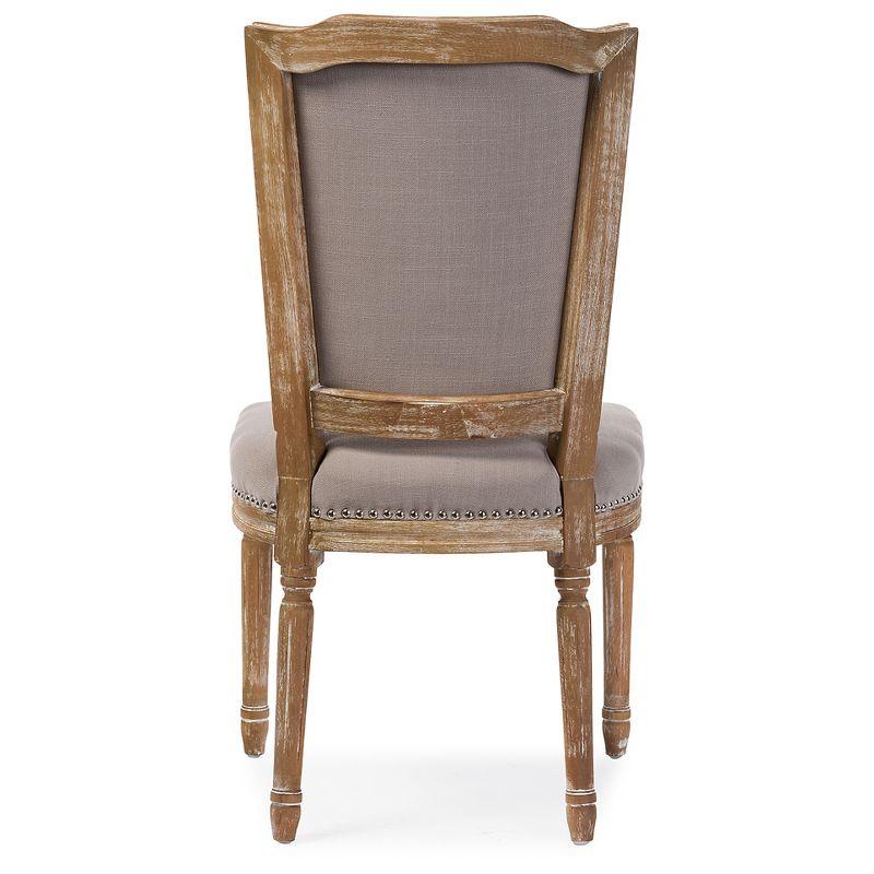 Estelle Chic Rustic French Country Cottage Dining Chair: Solid Oak, Linen Detail - Baxton Studio