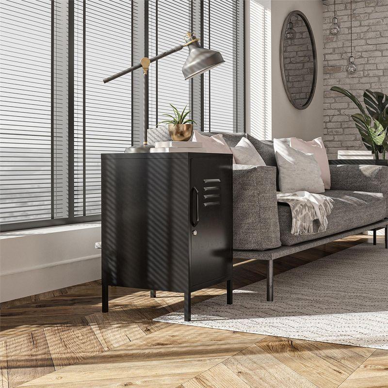 Black Metal Locker Style End Table with Shelves