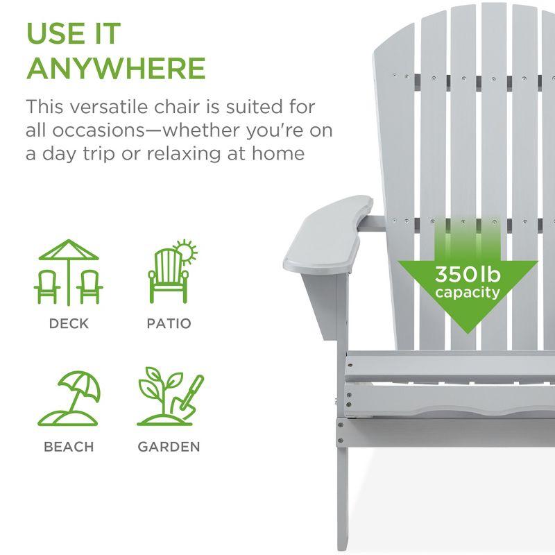 Gray Hemlock Wood Folding Adirondack Chair with Arms