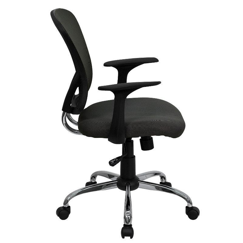 Modern Dark Gray Mesh Swivel Task Chair with Chrome Base