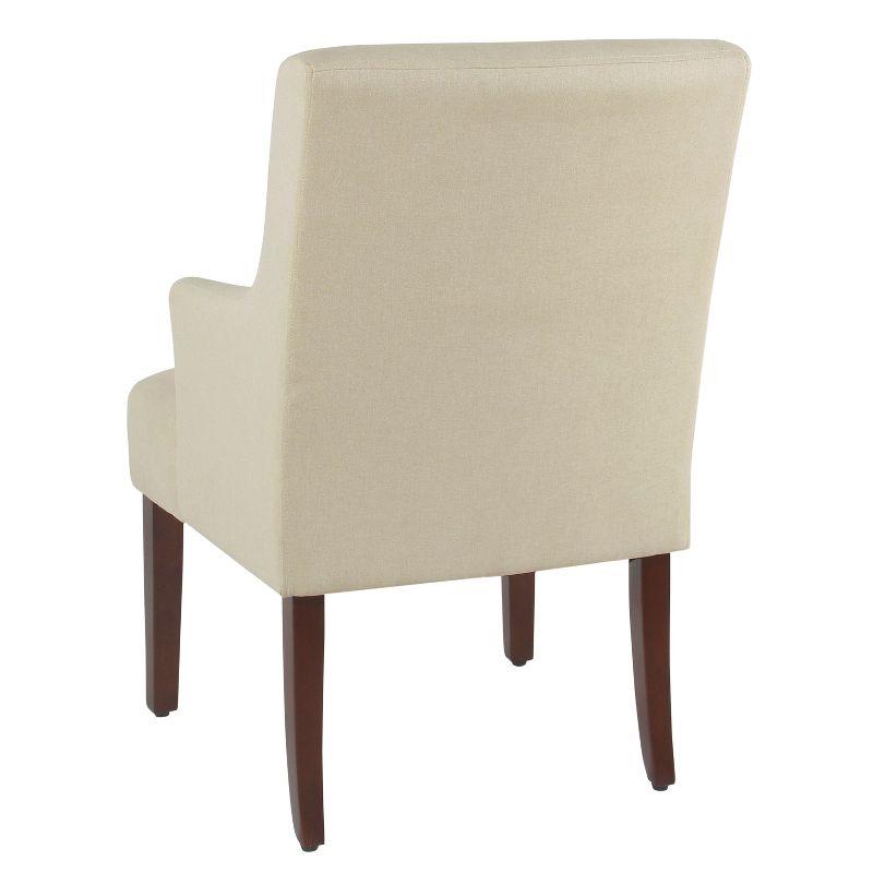 Swoop-Arm Cream Fabric Parsons Side Chair with Wood Legs