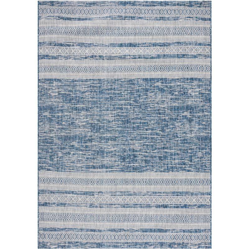 Courtyard CY8061 Power Loomed Indoor and Outdoor Area Rug - Navy/Grey - 4'x5'7" - Safavieh