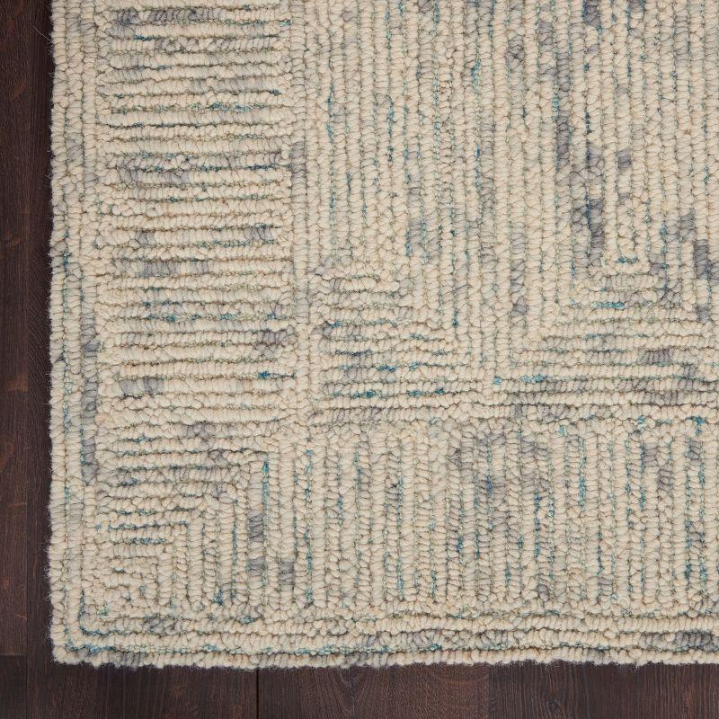 Nourison Vail Contemporary Indoor Area Rug Ivory/Grey/Teal 7'9" x 9'9"