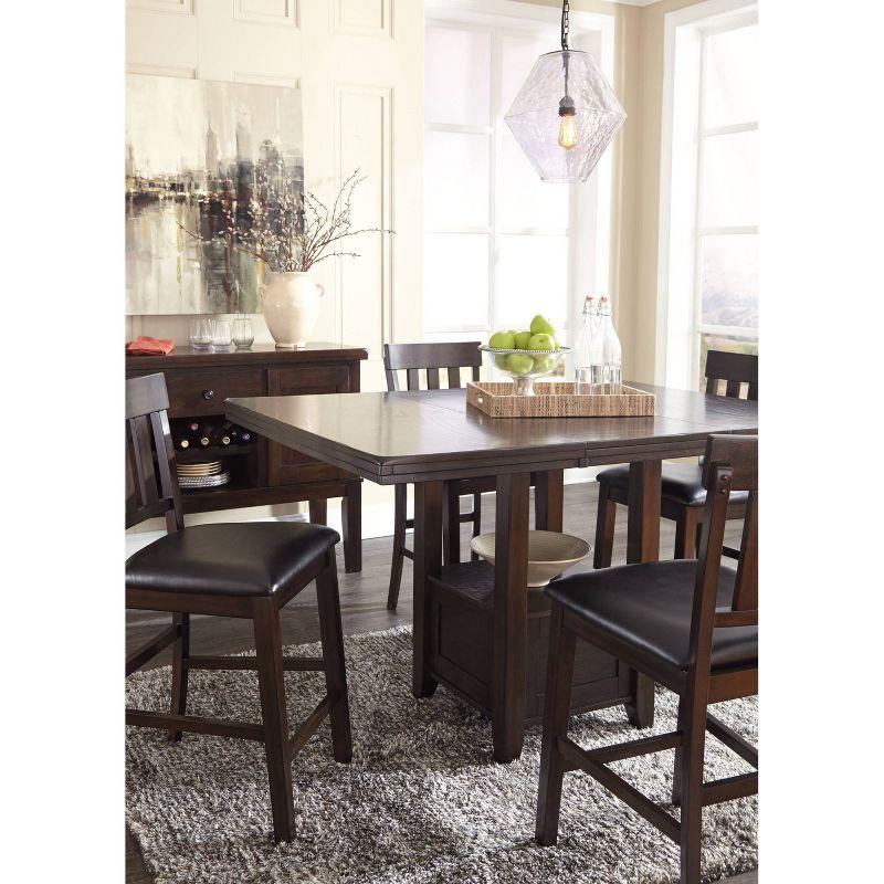 Counter Height Extendable Dining Table Dark Chestnut - Signature Design by Ashley: Removable Leaf, Seats 6, Wood Veneer