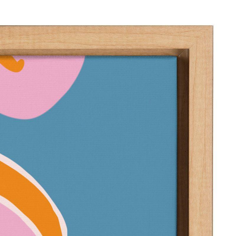 Colorful Abstract Floral Canvas Wall Art with Natural Frame