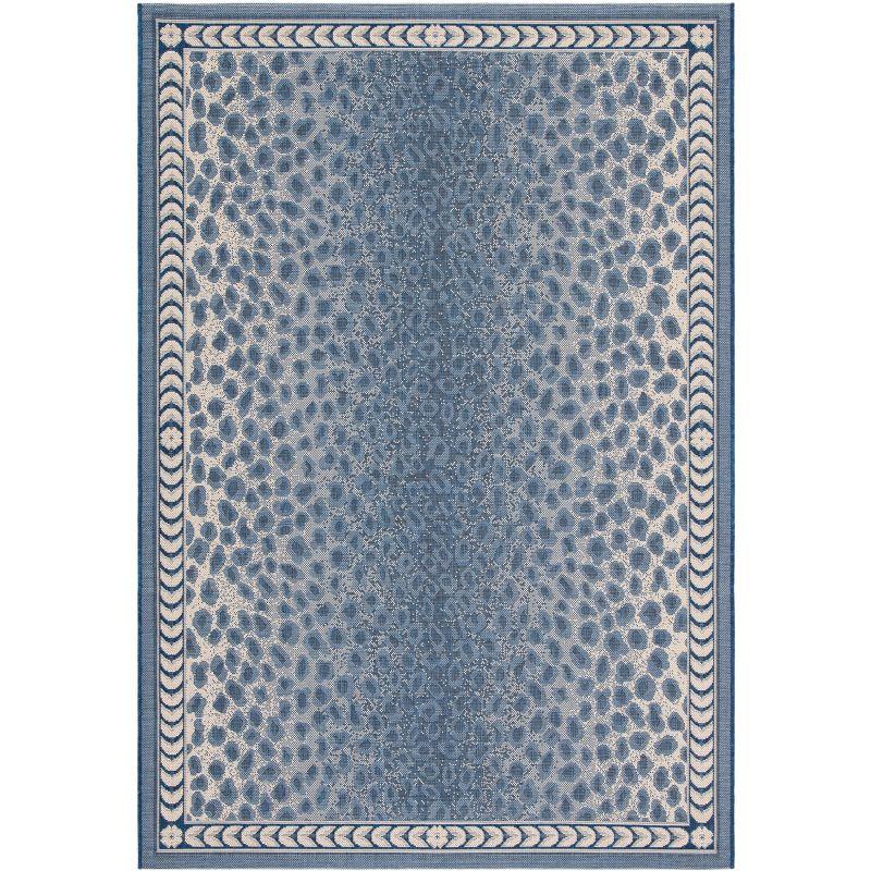 Courtyard CY6100 Power Loomed Indoor/Outdoor Area Rug - Navy/Beige - 4'x5'7" - Safavieh.