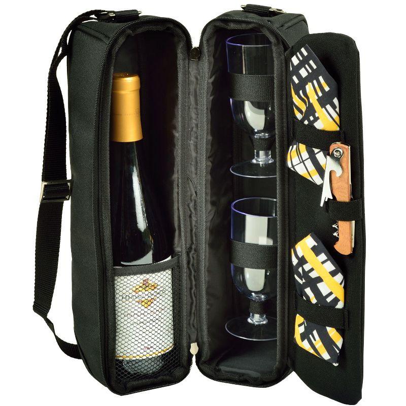 Black Canvas Thermal Insulated Wine Carrier with Glasses