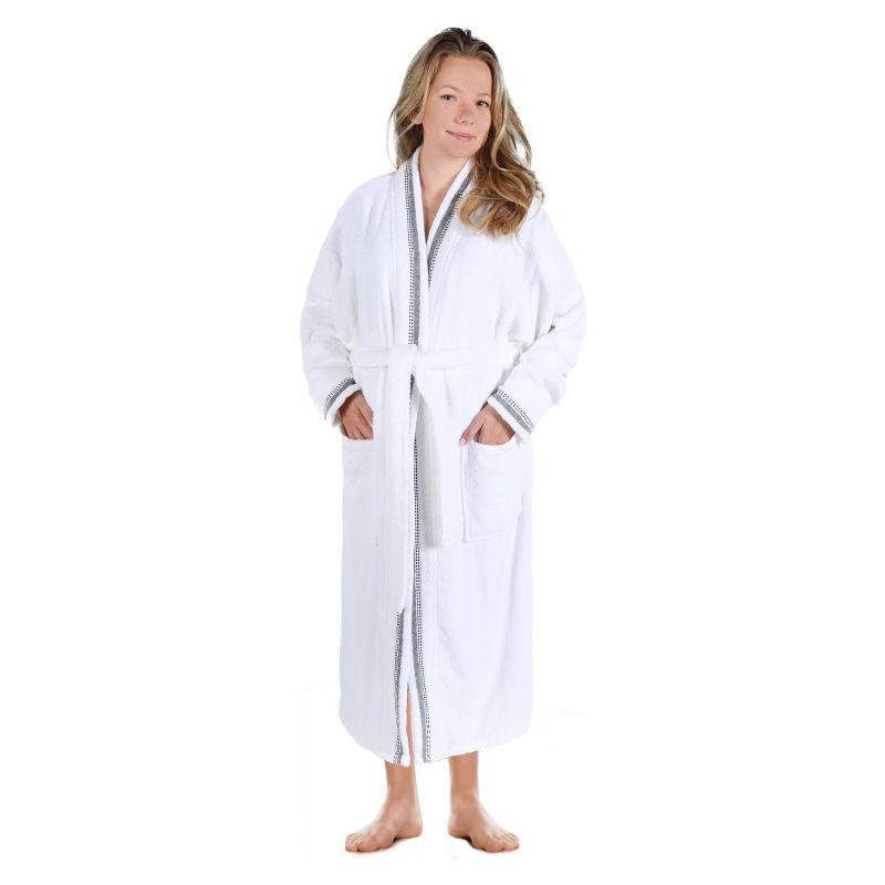 All-Season Unisex Cotton Terry Lounge Bathrobe with Embroidery by Blue Nile Mills