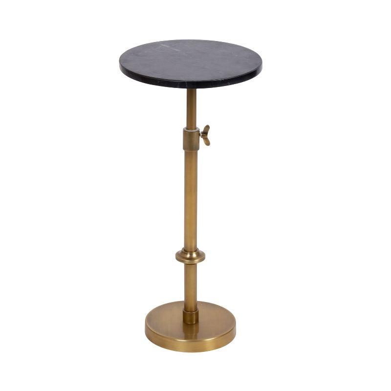 Kate and Laurel Engles Adjustable Marble Table and Plant Stand, 10x10x22, Gold