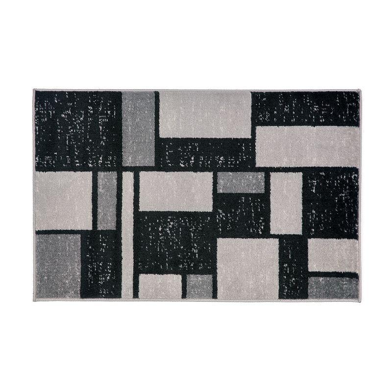 Reversible Geometric Gray Synthetic Area Rug 2' x 3'