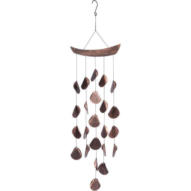 VP Home 30" H Iron Shimmering Mandala Wind Chimes for Outside, Brown