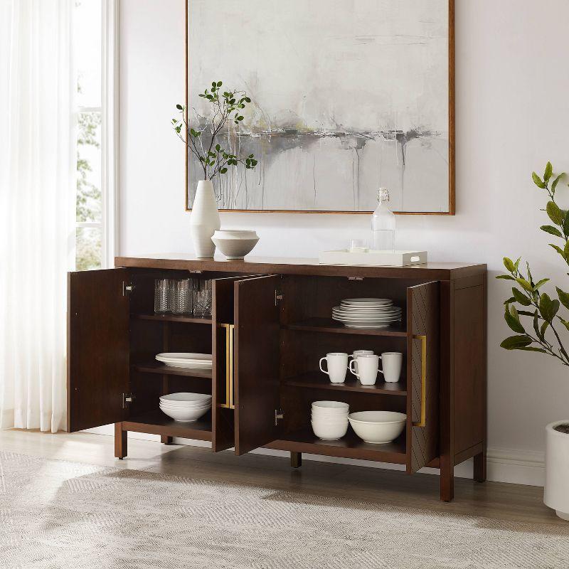 Herringbone Dark Brown Sideboard with Cable Management