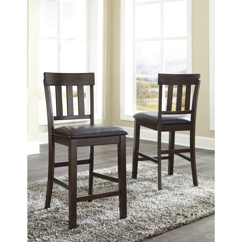 Signature Design by Ashley Haddigan Counter Height Upholstered Barstool, Set of 2, Dark Brown