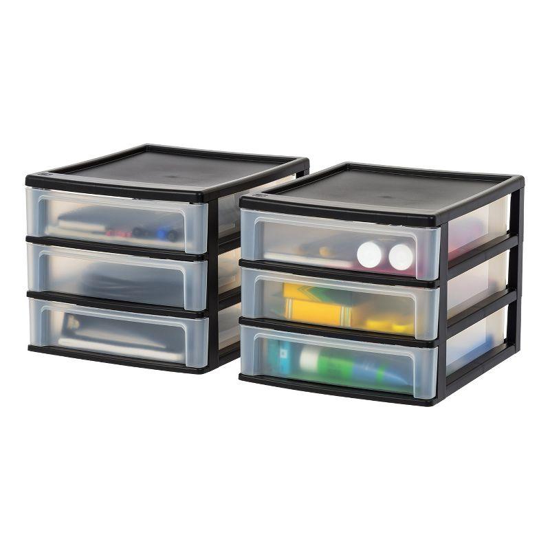 Medium Black Plastic 3-Drawer Desktop Organizer, 2-Pack