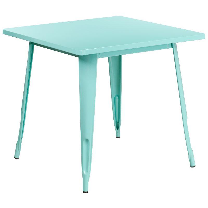 Flash Furniture Commercial Grade 31.5" Square Mint Green Metal Indoor-Outdoor Table