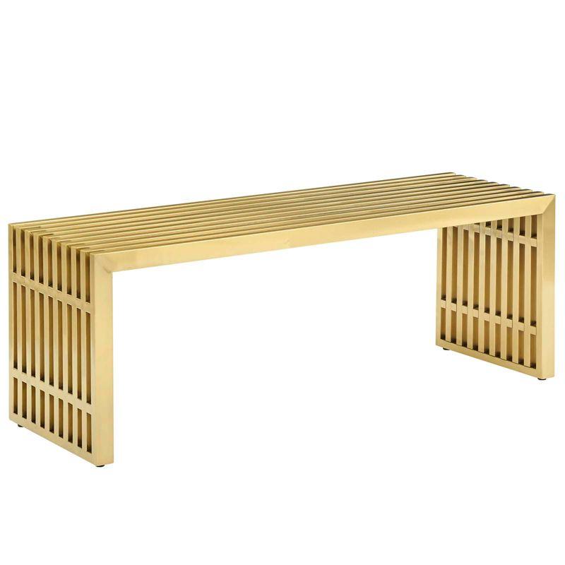 Gridiron Medium Stainless Steel Bench Silver - Modway: No Assembly, 495lb Capacity, 46.5" Width