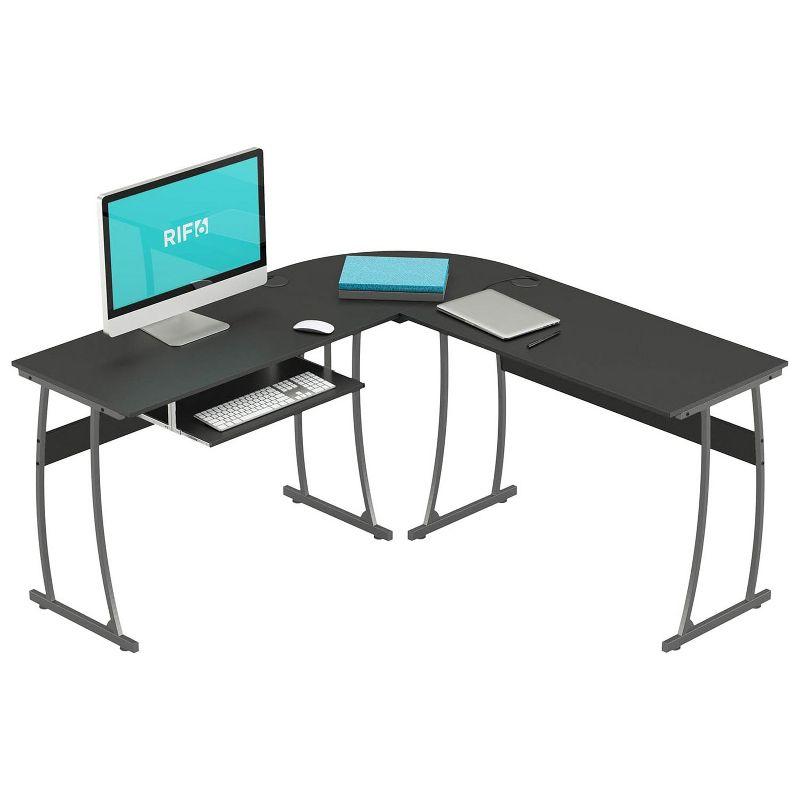 RIF6 L Shaped Modern Computer Office Desk w/ Keyboard Tray, Easy Assembly