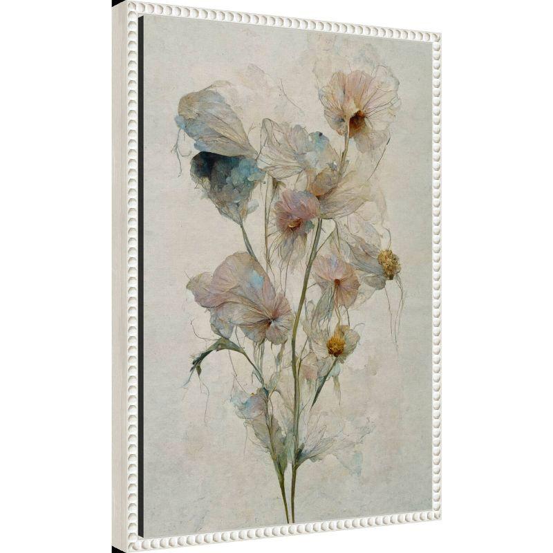 16"x23" Fragile Flowers by Treechild Framed Canvas Wall Art Print White - Amanti Art: Ethereal Botanical Lithograph, Modern Decor