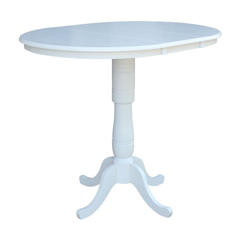 36" Kyle Round Top Pedestal Table with 12" Drop Leaf White - International Concepts