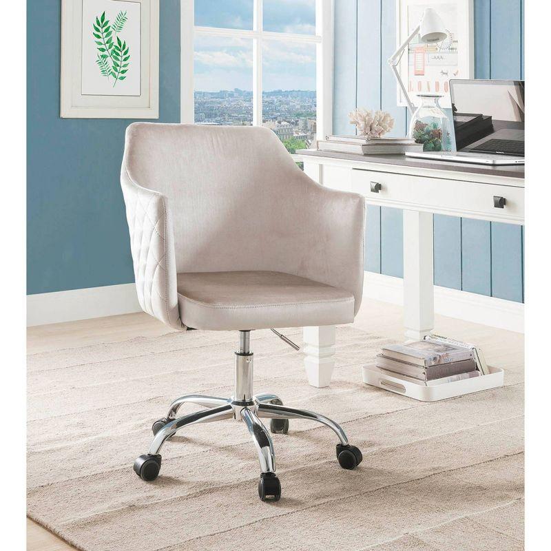 Cosgair Office Chair Champagne Velvet/Chrome - Acme Furniture: Swivel, Adjustable Height, Metal Frame