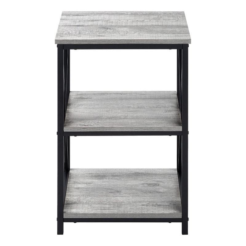 Monarch Specialties Accent Table Side End Nightstand Lamp Living Room Bedroom Metal Laminate Black Contemporary Modern
