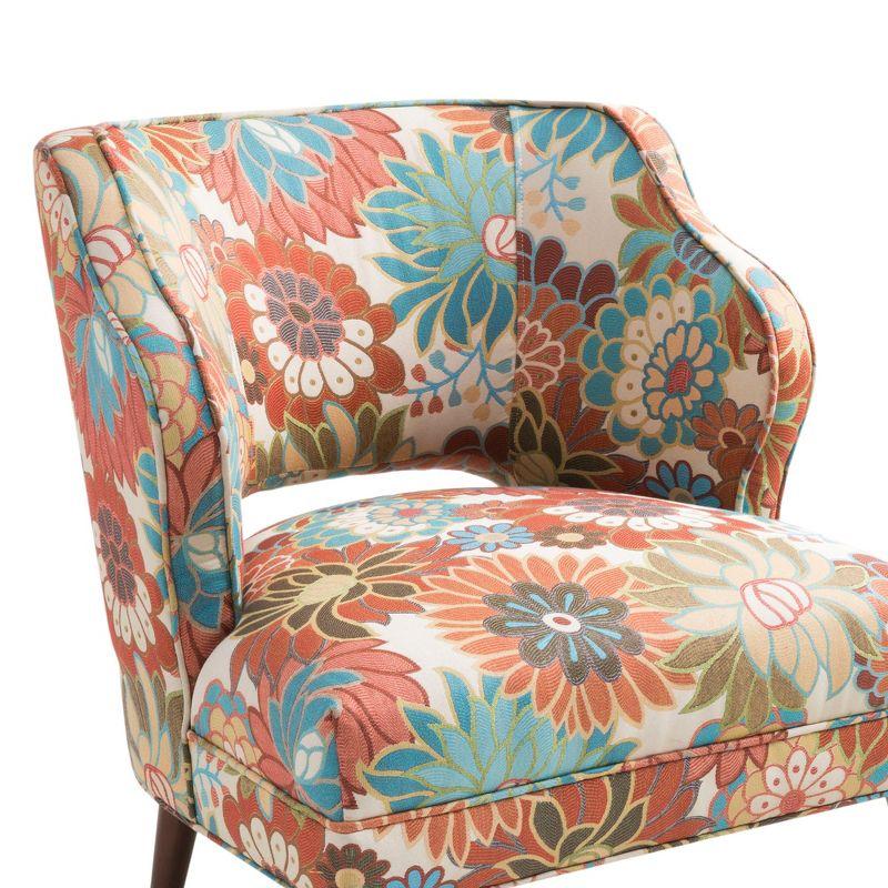 Maren Open Back Accent Chair Peach: Madison Park, Upholstered, Botanical Pattern, Living Room Furniture