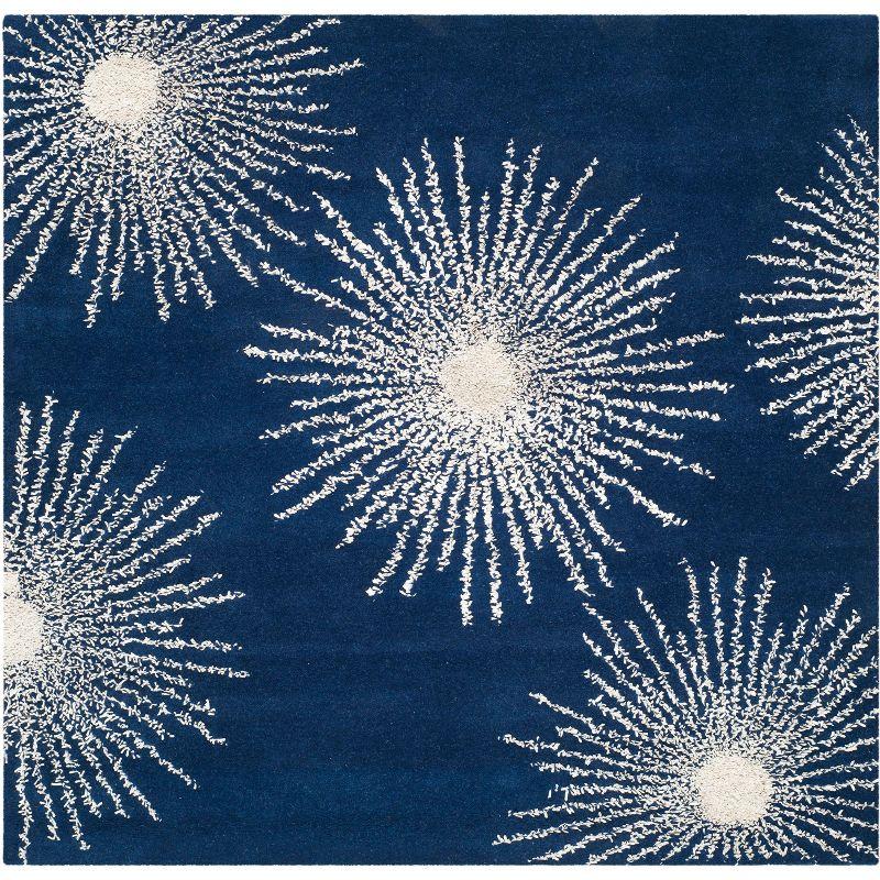 Soho SOH712 Hand Tufted Area Rug - Dark Blue/Ivory - 6'x6' - Safavieh.