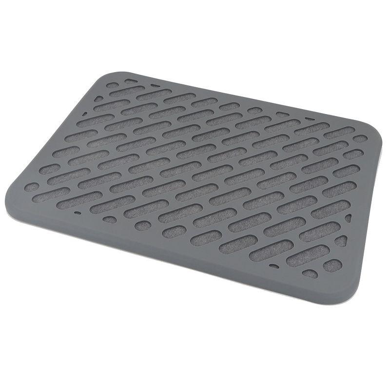 Gray Diatomaceous Earth and Silicone Quick-Dry Dish Mat