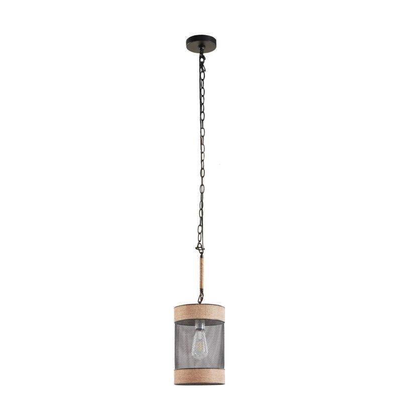 Avenger 1 - Natural Rope And Metal Mesh Cylinder Pendant